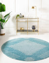 Seychelles Stripes Collection Area Rug - Mahe (Light Blue) Round Light Blue  lifestyle 3