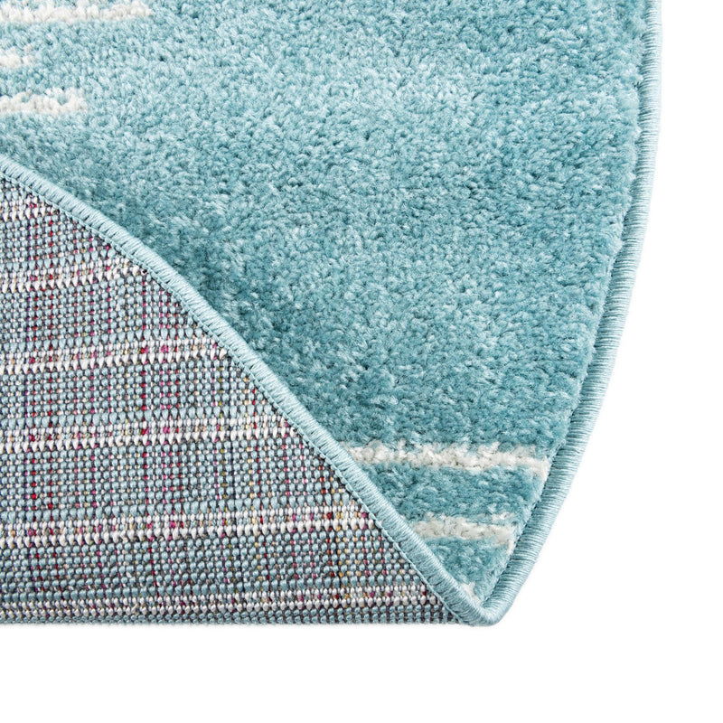 Seychelles Stripes Collection Area Rug - Mahe (Light Blue) Round Light Blue  lifestyle 8