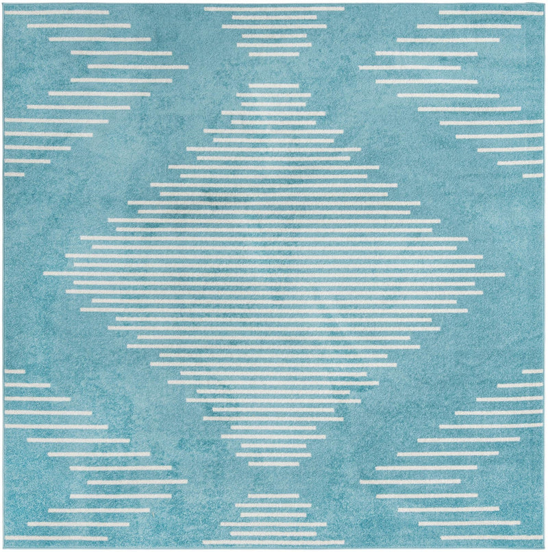 Seychelles Stripes Collection Area Rug - Mahe (Light Blue) Square Light Blue Main