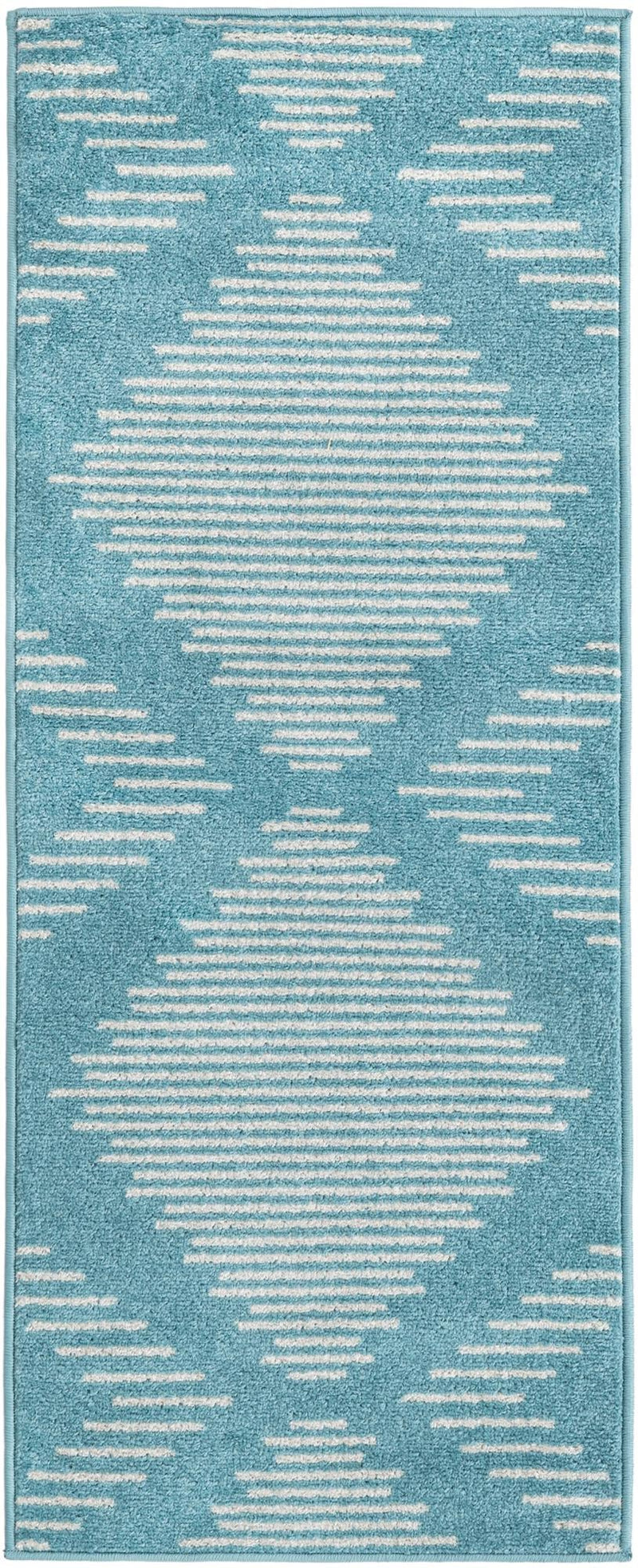 Seychelles Stripes Collection Area Rug - Mahe (Light Blue) Runner Light Blue Main