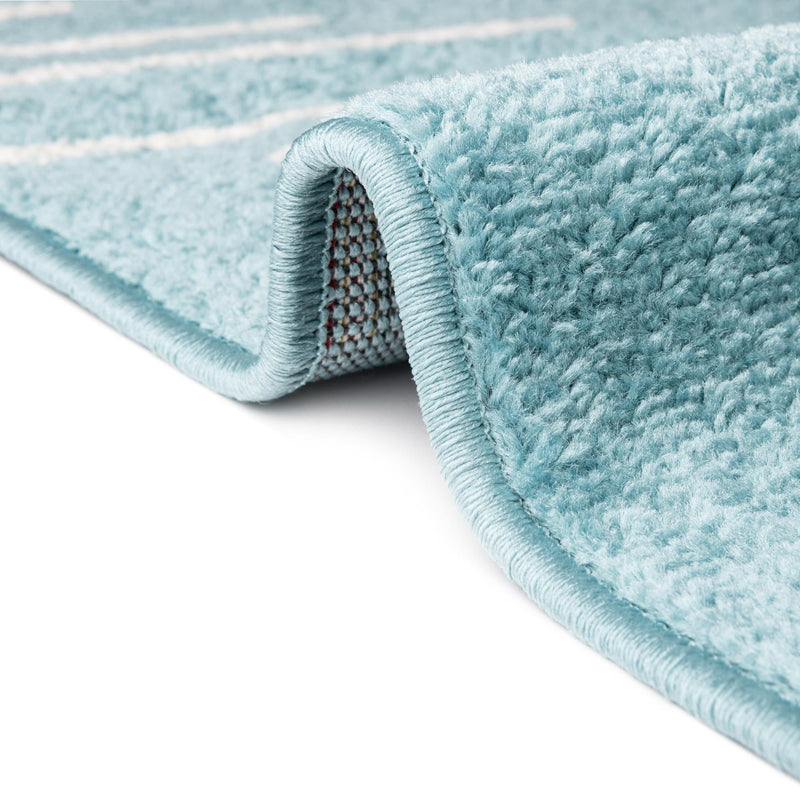 Seychelles Stripes Collection Area Rug - Mahe (Light Blue) Runner Light Blue  lifestyle 8
