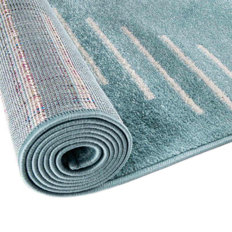 Seychelles Stripes Collection Area Rug - Mahe (Light Blue) Runner Light Blue  lifestyle 10