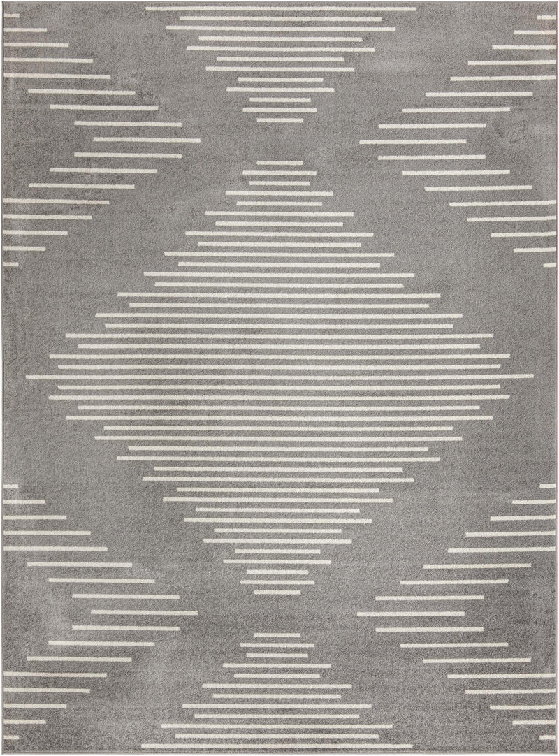 Seychelles Stripes Collection Area Rug - Mahe (Gray and Ivory) Rectangle Gray and Ivory Main
