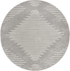 Seychelles Stripes Collection Area Rug - Mahe (Gray and Ivory) Round Gray and Ivory Main