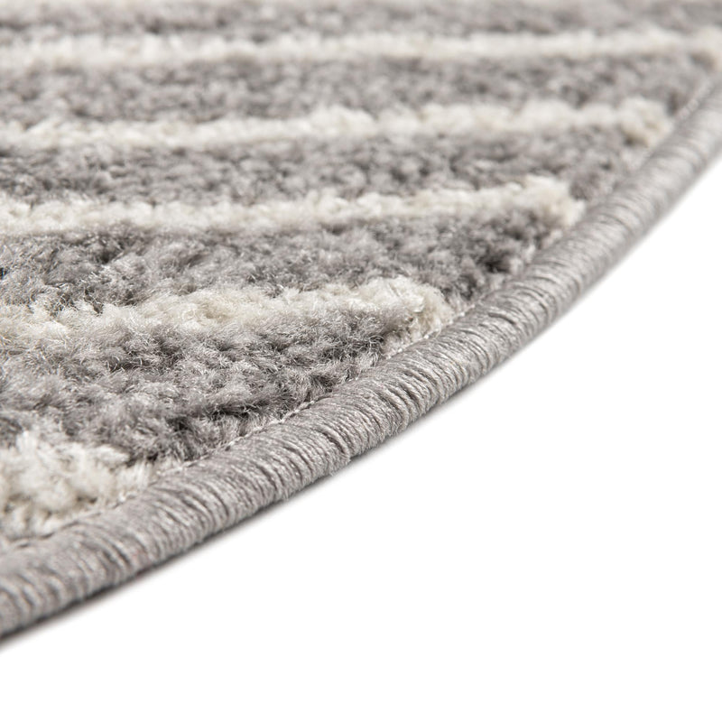 Seychelles Stripes Collection Area Rug - Mahe (Gray and Ivory) Round Gray and Ivory  lifestyle 5