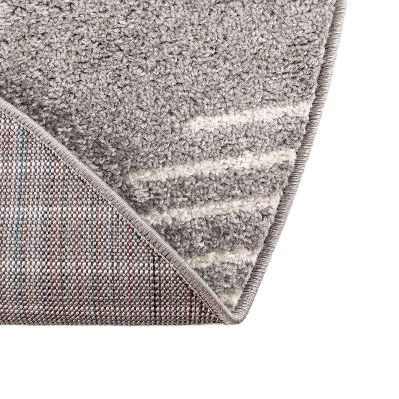 Seychelles Stripes Collection Area Rug - Mahe (Gray and Ivory) Round Gray and Ivory  lifestyle 7