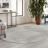 Seychelles Stripes Collection Area Rug - Mahe (Gray and Ivory) Round Gray and Ivory  lifestyle 14