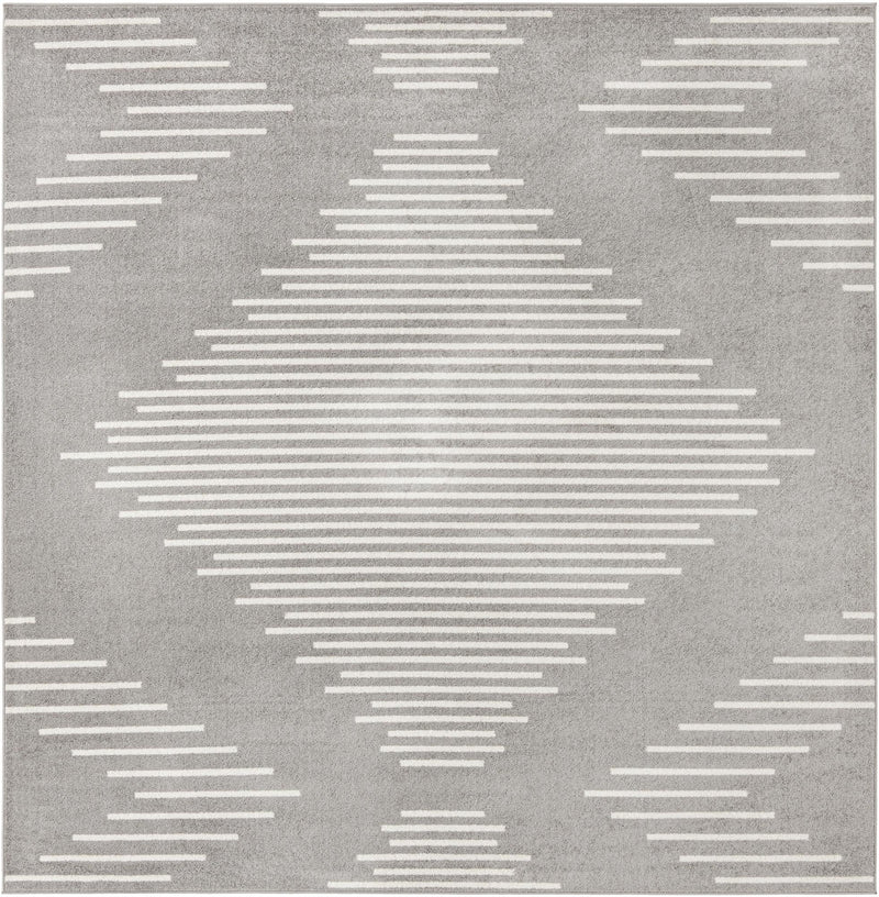 Seychelles Stripes Collection Area Rug - Mahe (Gray and Ivory) Square Gray and Ivory Main
