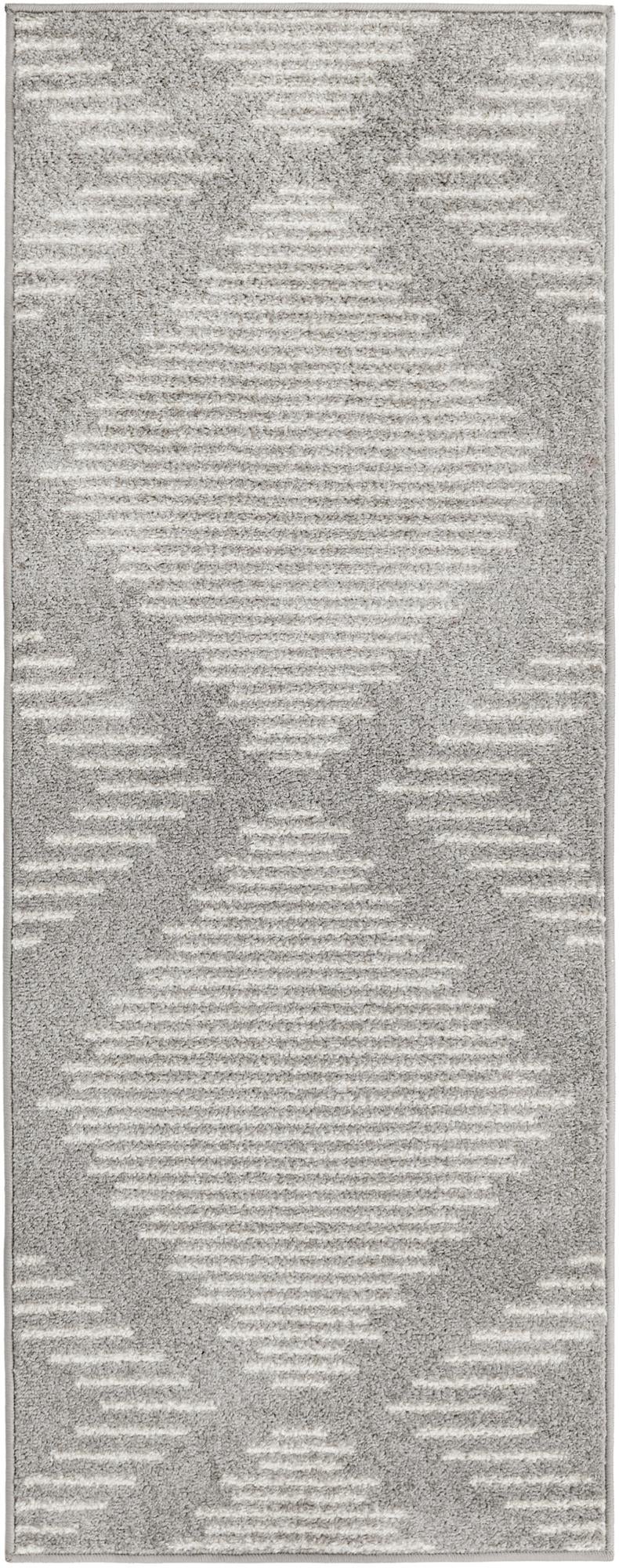 Seychelles Stripes Collection Area Rug - Mahe (Gray and Ivory) Runner Gray and Ivory Main