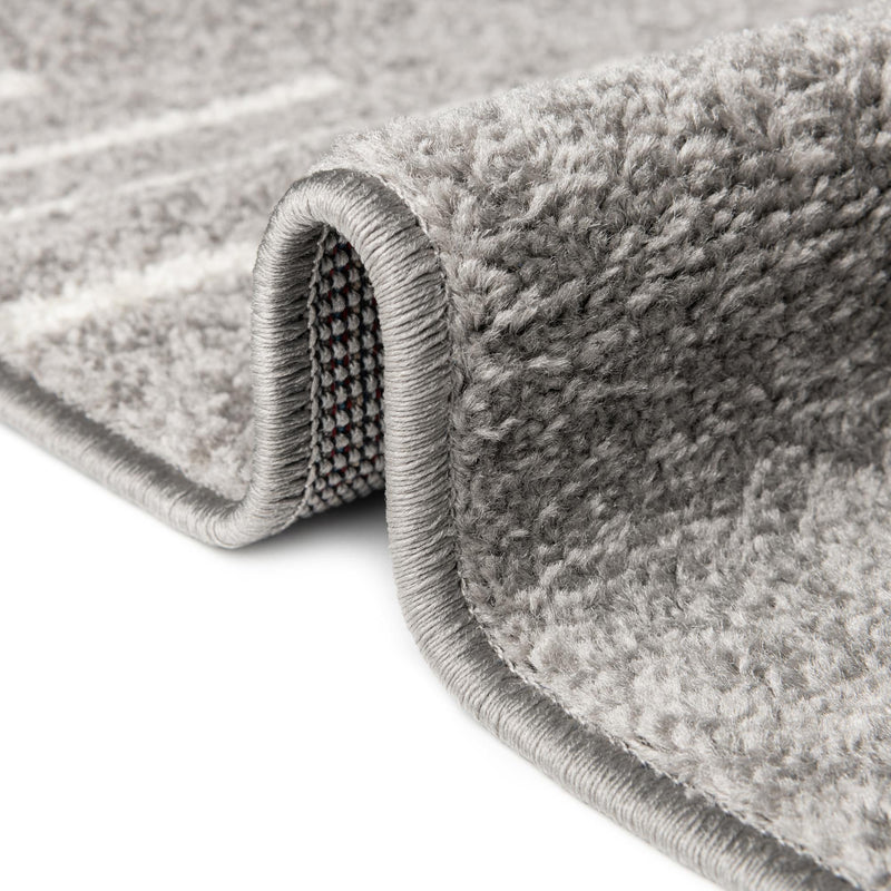 Seychelles Stripes Collection Area Rug - Mahe (Gray and Ivory) Runner Gray and Ivory  lifestyle 10