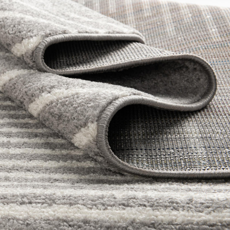 Seychelles Stripes Collection Area Rug - Mahe (Gray and Ivory) Runner Gray and Ivory  lifestyle 13