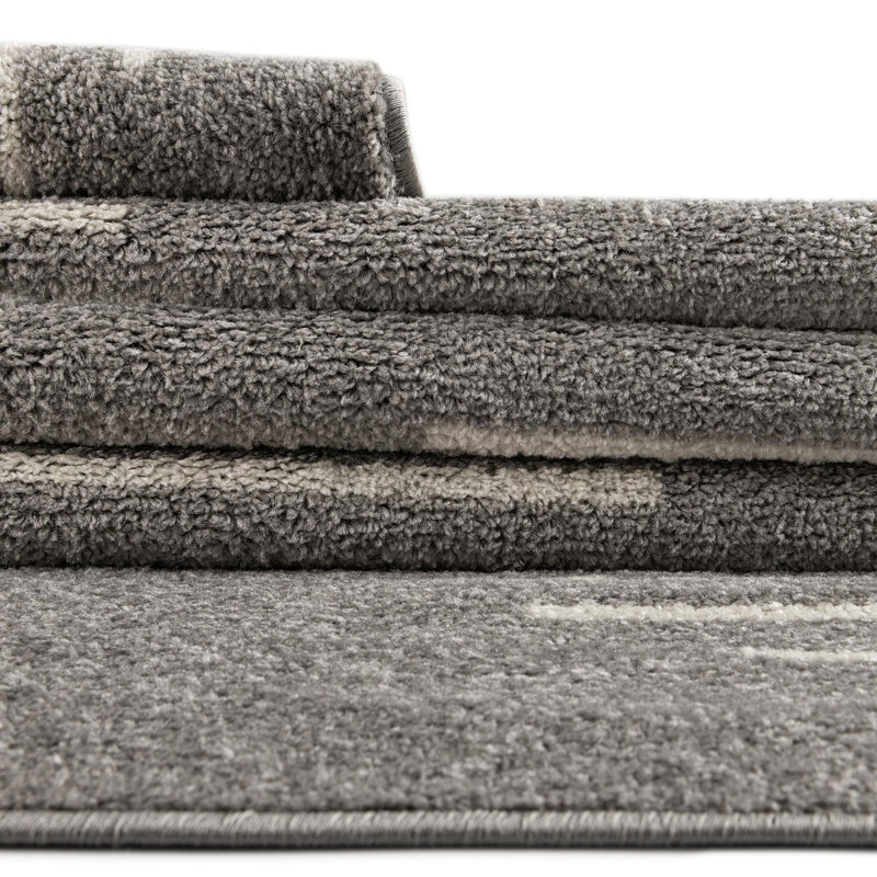 Seychelles Stripes Collection Area Rug - Mahe (Gray and Ivory) Runner Gray and Ivory  lifestyle 14