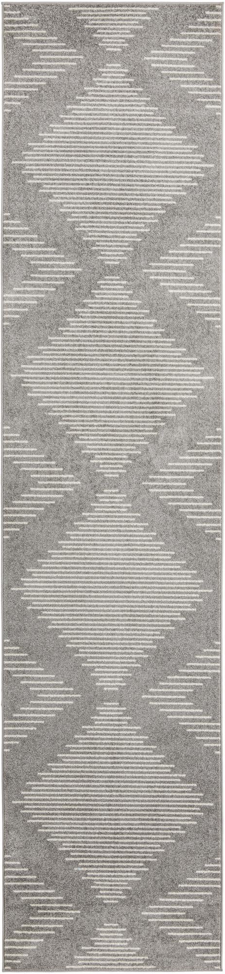 Seychelles Stripes Collection Area Rug - Mahe (Gray and Ivory) Runner Ivory and Gray  lifestyle 27