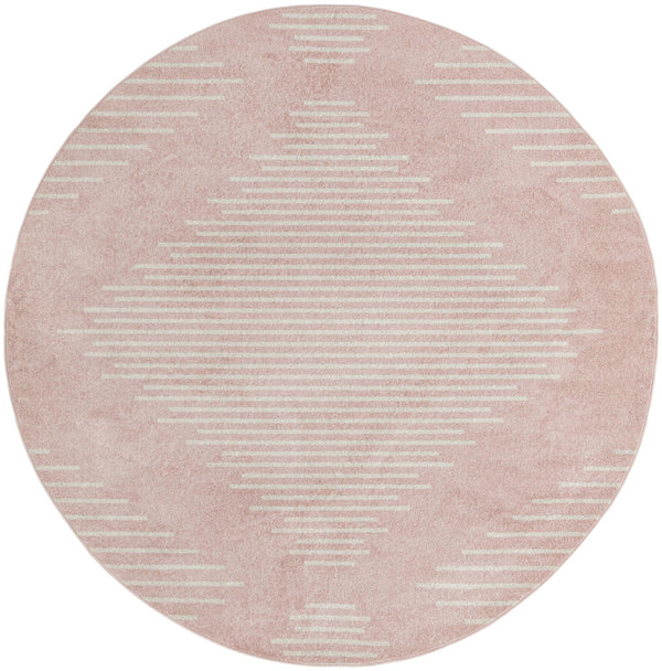 Seychelles Stripes Collection Area Rug - Mahe (Pink) Round Pink Main