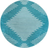 Seychelles Stripes Collection Area Rug - Mahe (Turquoise) Round Turquoise Main