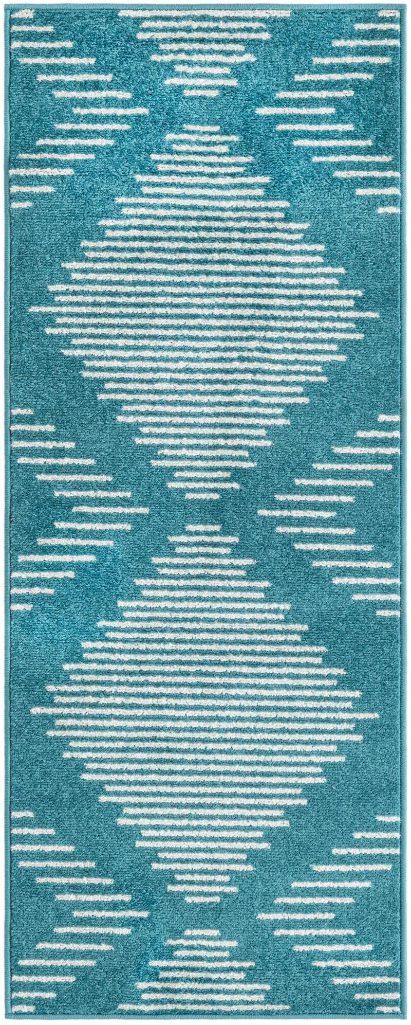 Seychelles Stripes Collection Area Rug - Mahe (Turquoise) Runner Turquoise Main