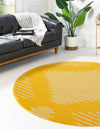 Seychelles Stripes Collection Area Rug - Mahe (Yellow) Round Yellow  lifestyle 0