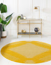 Seychelles Stripes Collection Area Rug - Mahe (Yellow) Round Yellow  lifestyle 3