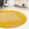 Seychelles Stripes Collection Area Rug - Mahe (Yellow) Round Yellow  lifestyle 15