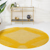 Seychelles Stripes Collection Area Rug - Mahe (Yellow) Round Yellow  lifestyle 16