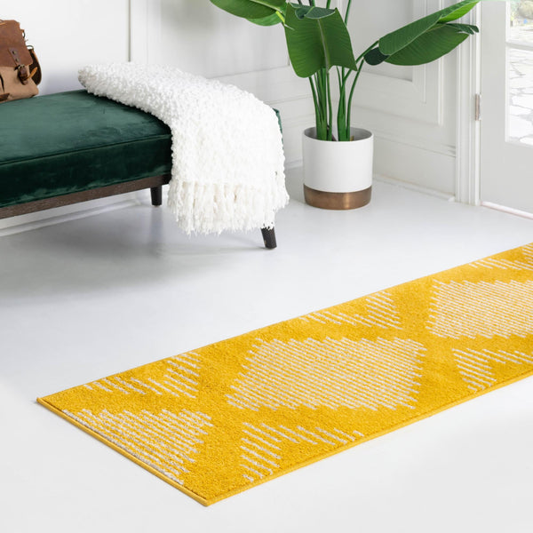 Seychelles Stripes Collection Area Rug - Mahe (Yellow) Runner Yellow  lifestyle 19