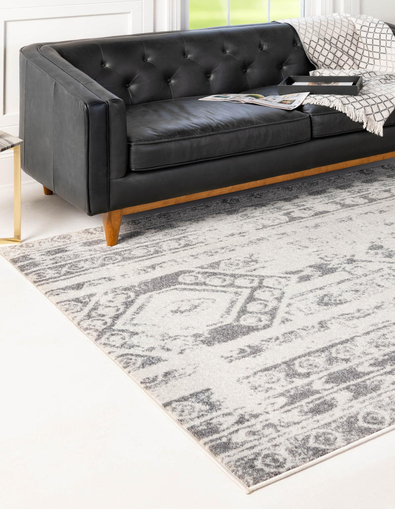 Brighton Stripes Collection Area Rug - Sussex (Ivory and Gray) Rectangle Ivory and Gray  lifestyle 2
