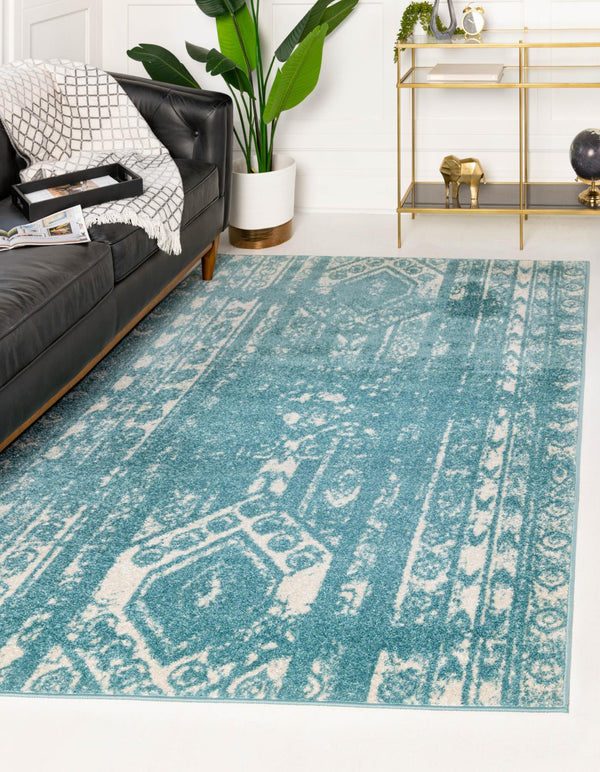 Brighton Stripes Collection Area Rug - Sussex (Light Blue) Rectangle Light Blue  lifestyle 0