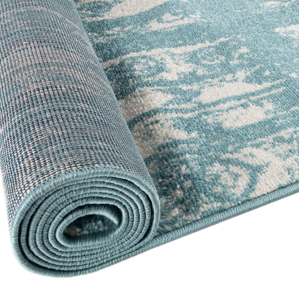Brighton Stripes Collection Area Rug - Sussex (Light Blue) Rectangle Light Blue  lifestyle 10