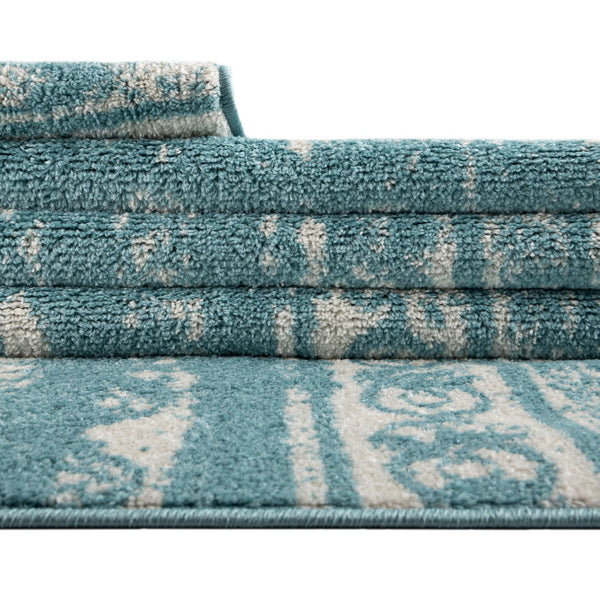 Brighton Stripes Collection Area Rug - Sussex (Light Blue) Rectangle Light Blue  lifestyle 12