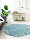 Brighton Stripes Collection Area Rug - Sussex (Light Blue) Round Light Blue  lifestyle 0