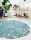 Brighton Stripes Collection Area Rug - Sussex (Light Blue) Round Light Blue  lifestyle 3