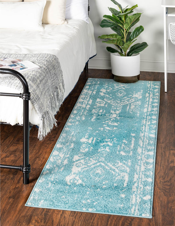 Brighton Stripes Collection Area Rug - Sussex (Light Blue) Runner Light Blue  lifestyle 0