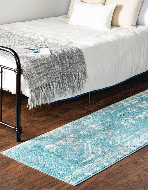 Brighton Stripes Collection Area Rug - Sussex (Light Blue) Runner Light Blue  lifestyle 2
