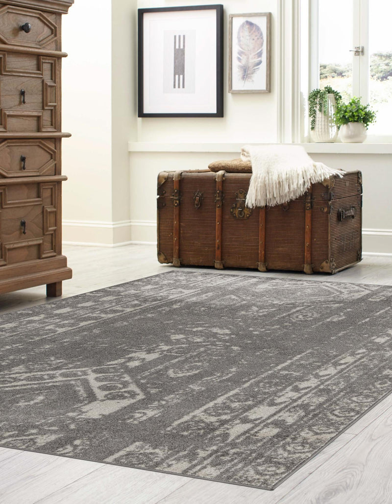 Brighton Stripes Collection Area Rug - Sussex (Ivory and Gray) Rectangle Ivory and Gray  lifestyle 48
