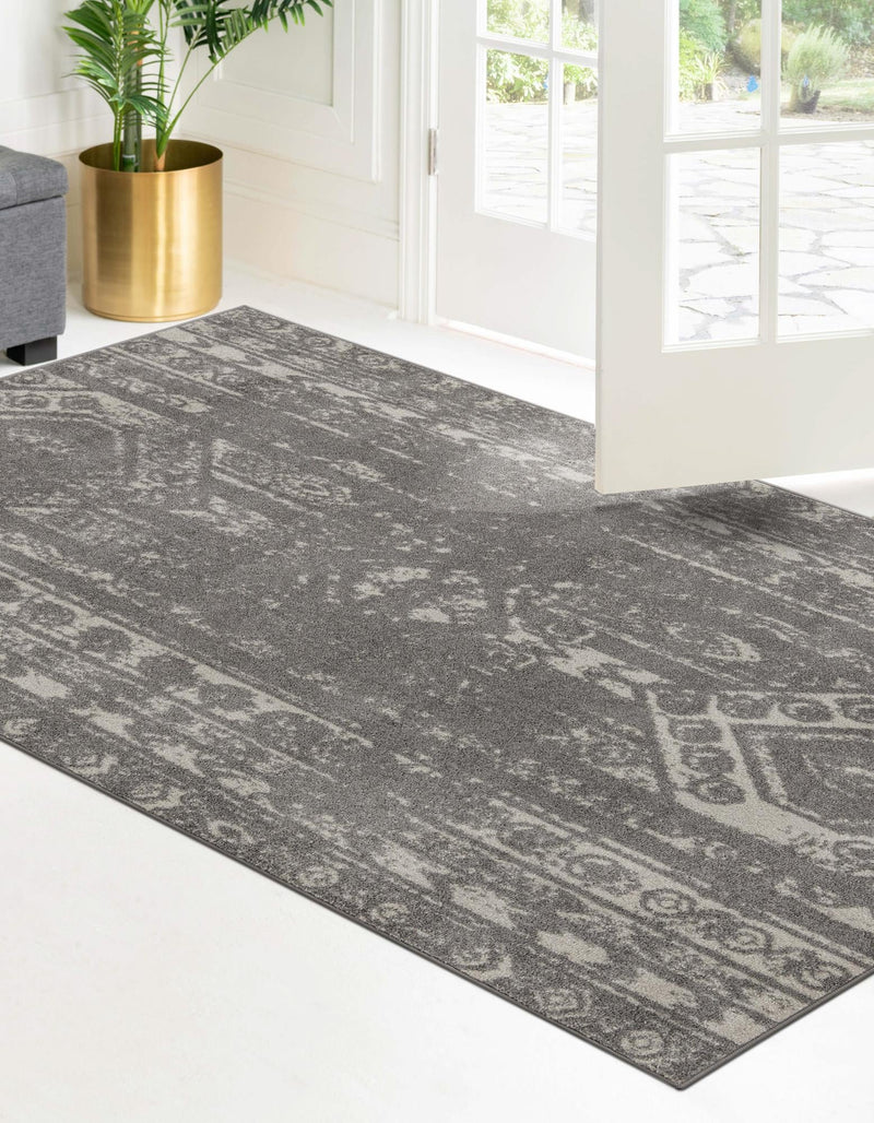 Brighton Stripes Collection Area Rug - Sussex (Ivory and Gray) Rectangle Ivory and Gray  lifestyle 50
