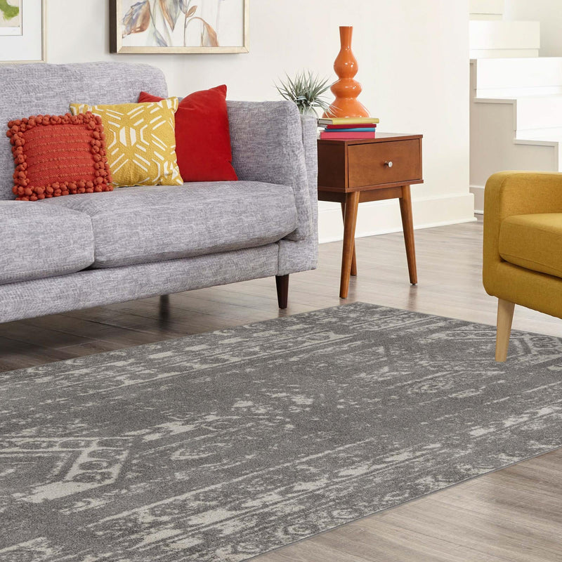 Brighton Stripes Collection Area Rug - Sussex (Ivory and Gray) Rectangle Ivory and Gray  lifestyle 63