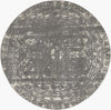 Brighton Stripes Collection Area Rug - Sussex (Ivory and Gray) Round Ivory and Gray  lifestyle 69