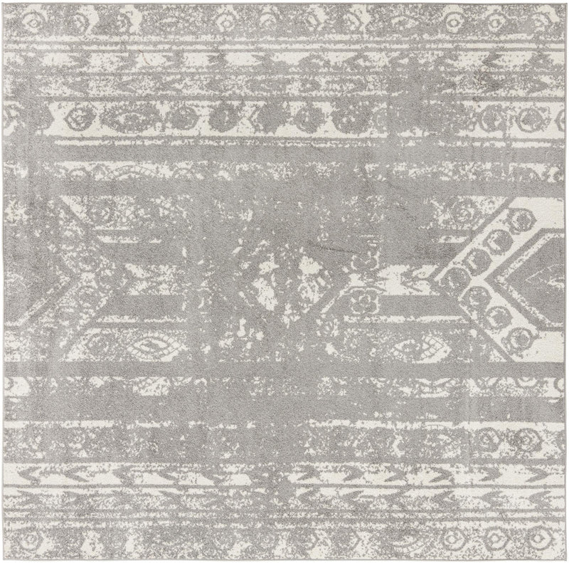 Brighton Stripes Collection Area Rug - Sussex (Ivory and Gray) Square Ivory and Gray  lifestyle 70