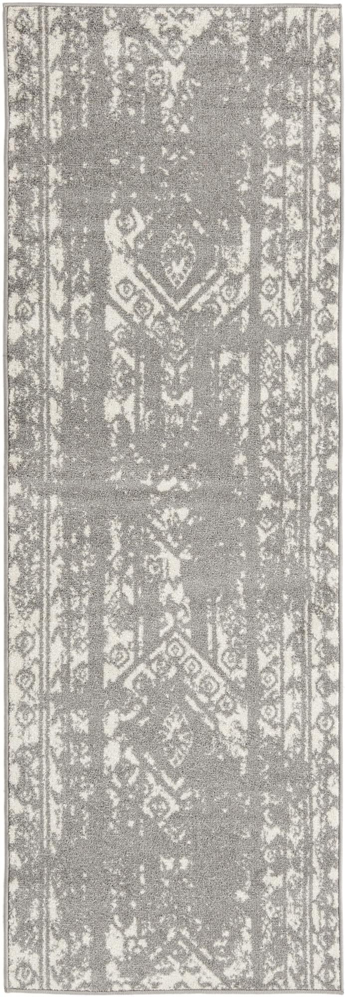 Brighton Stripes Collection Area Rug - Sussex (Gray and Ivory) Runner Ivory and Gray  lifestyle 34