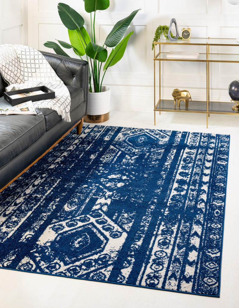 Brighton Stripes Collection Area Rug - Sussex (Navy Blue) Rectangle Navy Blue  lifestyle 0
