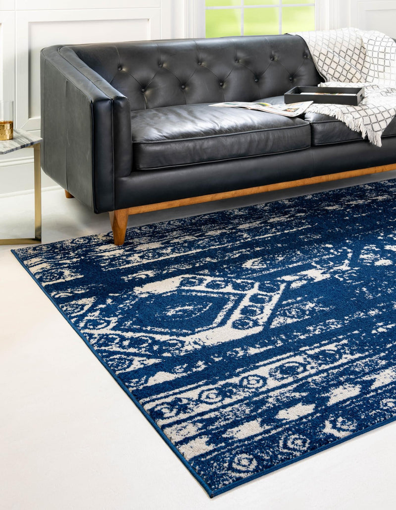 Brighton Stripes Collection Area Rug - Sussex (Navy Blue) Rectangle Navy Blue  lifestyle 2