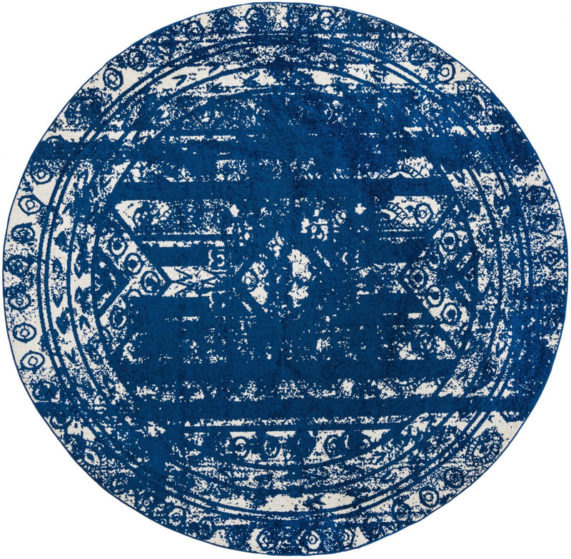 Brighton Stripes Collection Area Rug - Sussex (Navy Blue) Round Navy Blue  lifestyle 8