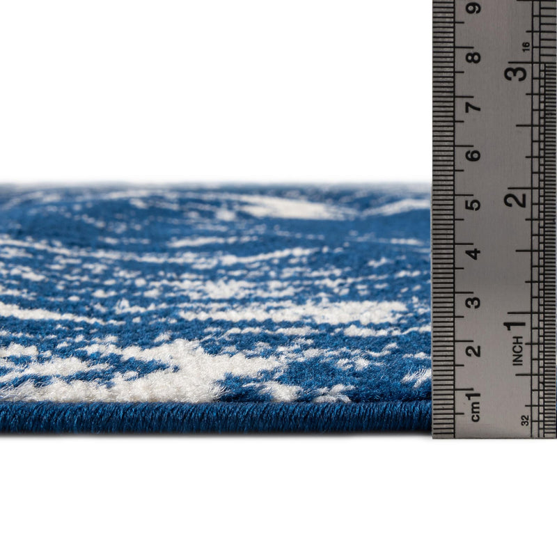 Brighton Stripes Collection Area Rug - Sussex (Navy Blue) Round Navy Blue  lifestyle 3