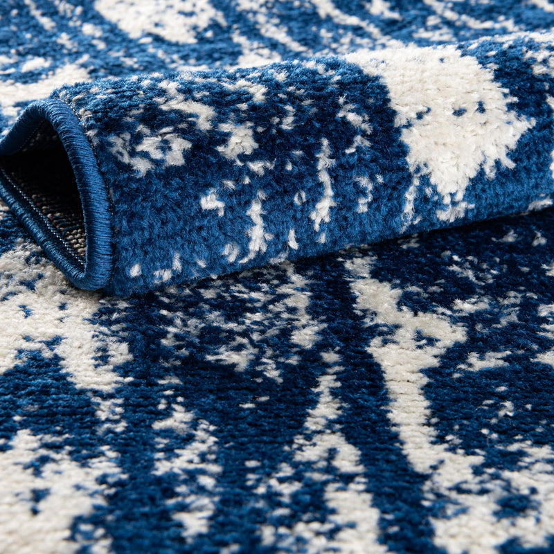 Brighton Stripes Collection Area Rug - Sussex (Navy Blue) Round Navy Blue  lifestyle 4