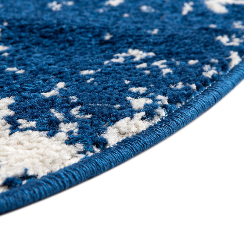 Brighton Stripes Collection Area Rug - Sussex (Navy Blue) Round Navy Blue  lifestyle 5