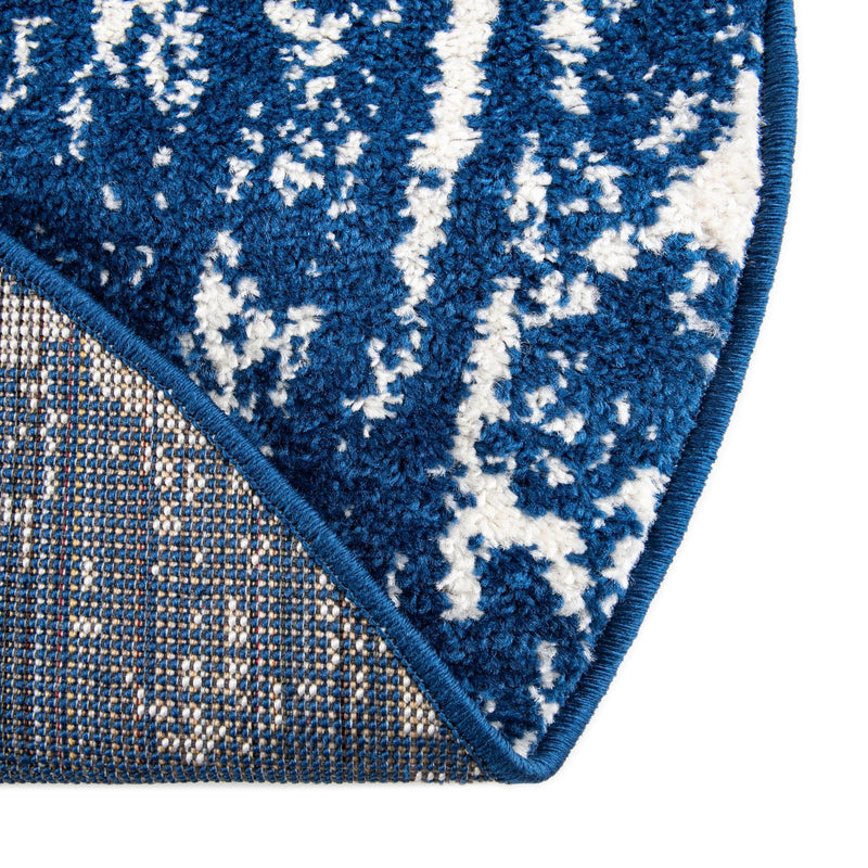 Brighton Stripes Collection Area Rug - Sussex (Navy Blue) Round Navy Blue  lifestyle 7