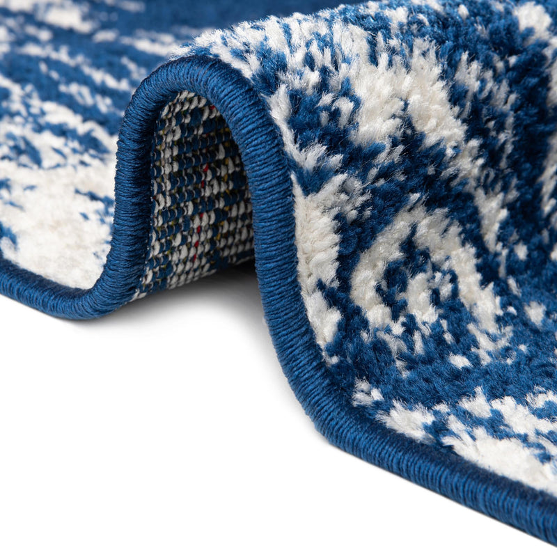 Brighton Stripes Collection Area Rug - Sussex (Navy Blue) Round Navy Blue  lifestyle 8