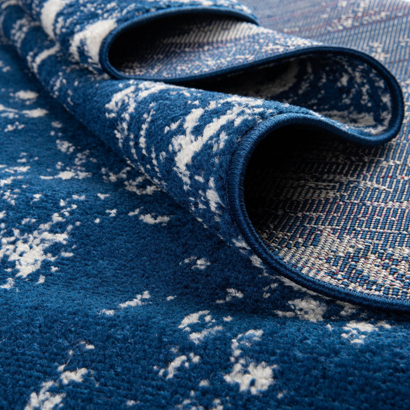 Brighton Stripes Collection Area Rug - Sussex (Navy Blue) Round Navy Blue  lifestyle 11