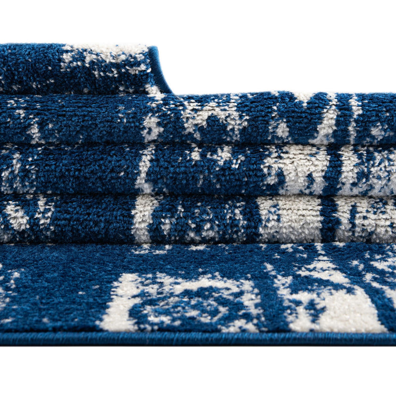Brighton Stripes Collection Area Rug - Sussex (Navy Blue) Round Navy Blue  lifestyle 12