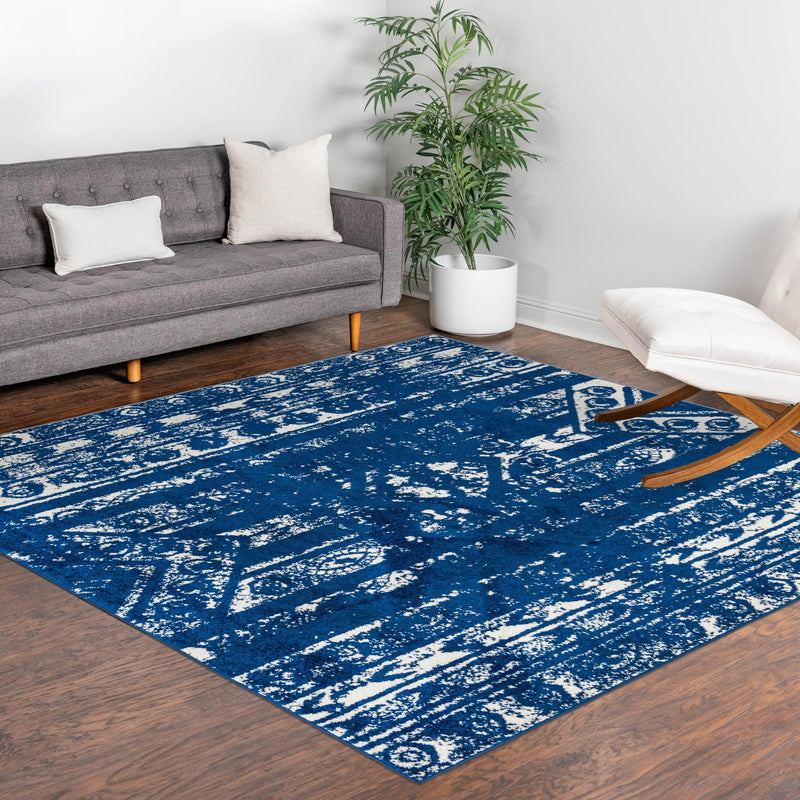 Brighton Stripes Collection Area Rug - Sussex (Navy Blue) Square Navy Blue  lifestyle 14